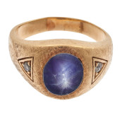 GENT'S STAR SAPPHIRE, DIAMOND,