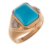 GENT'S TURQUOISE, DIAMOND, 14K