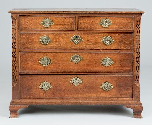 GEO III OAK CHEST WITH CARVED