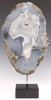 GEOLOGICAL AGATE SLICE ON BLAC