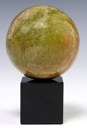 GEOLOGICAL GREEN MARBLE SPHERE ON