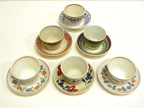 Geometric and floral spatterware