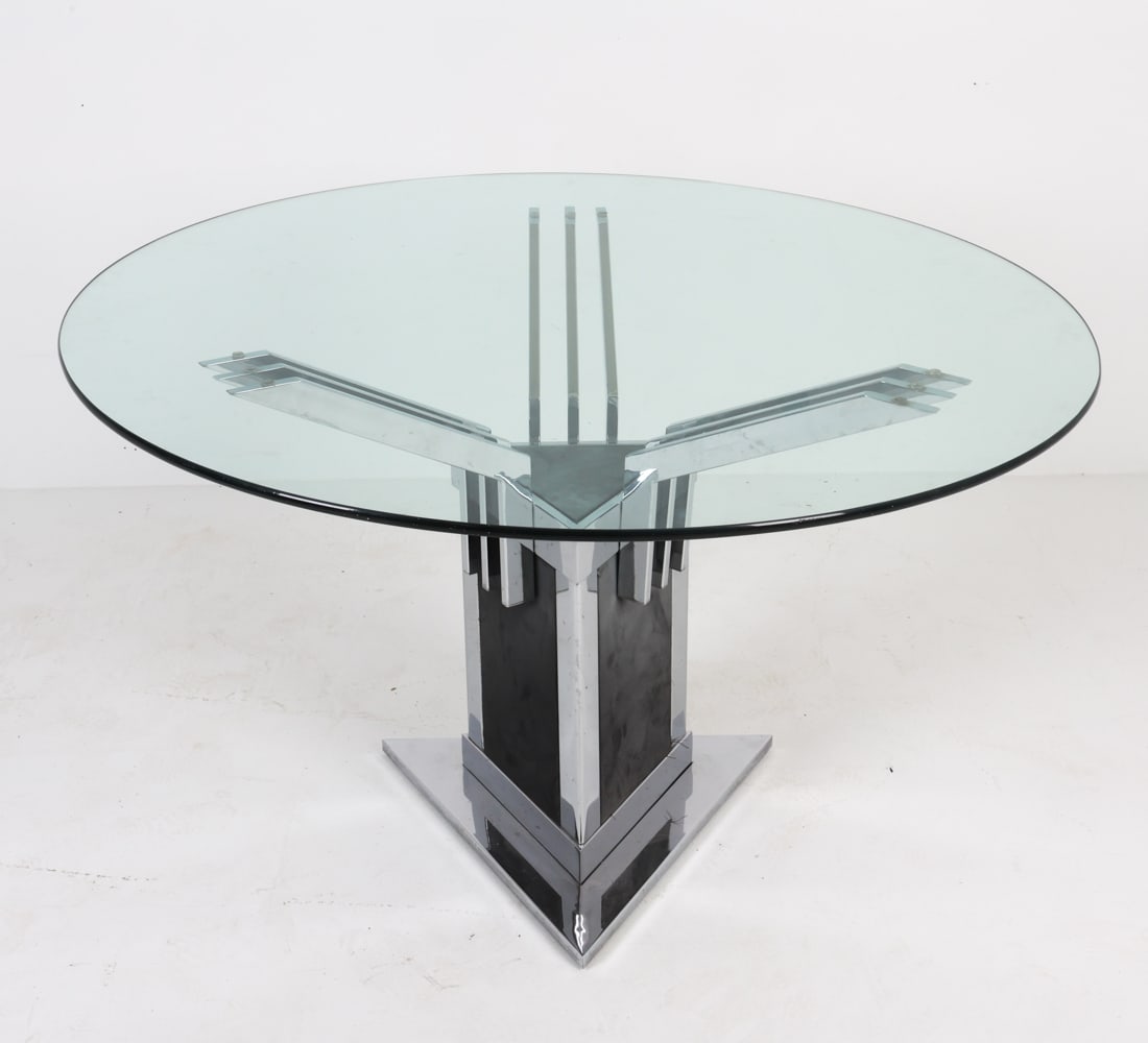 GEOMETRIC CHROME & GLASS DINING