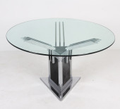 GEOMETRIC CHROME & GLASS DININ