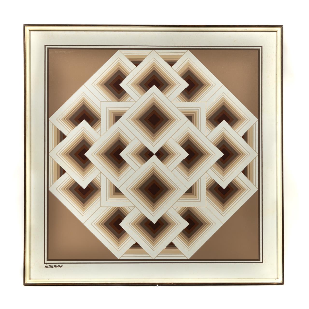 GEOMETRIC OP ART OIL ON CANVAS BY