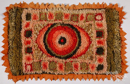 GEOMETRIC SHIRRED RUG, EARLY 20TH