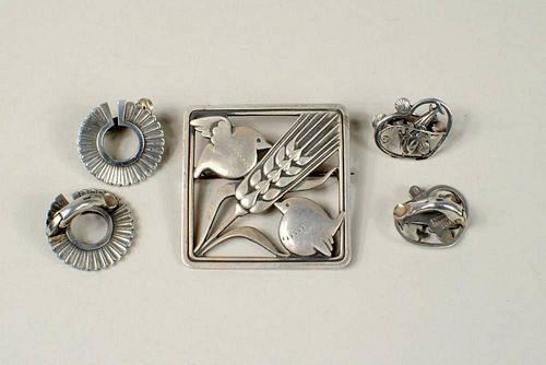 GEORG JENSEN STERLING PIN & TWO