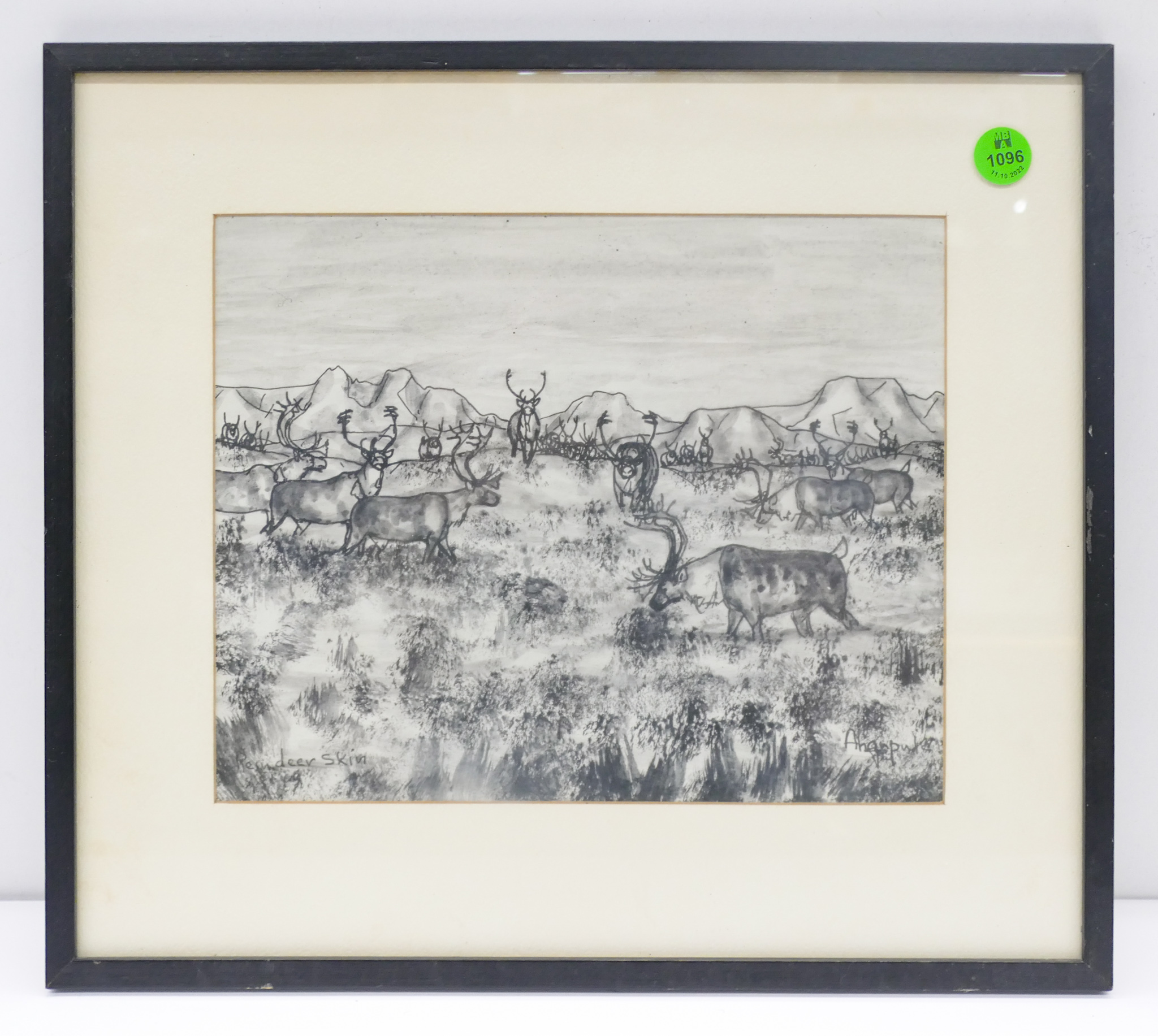 George Ahgupuk Large Caribou Ink on