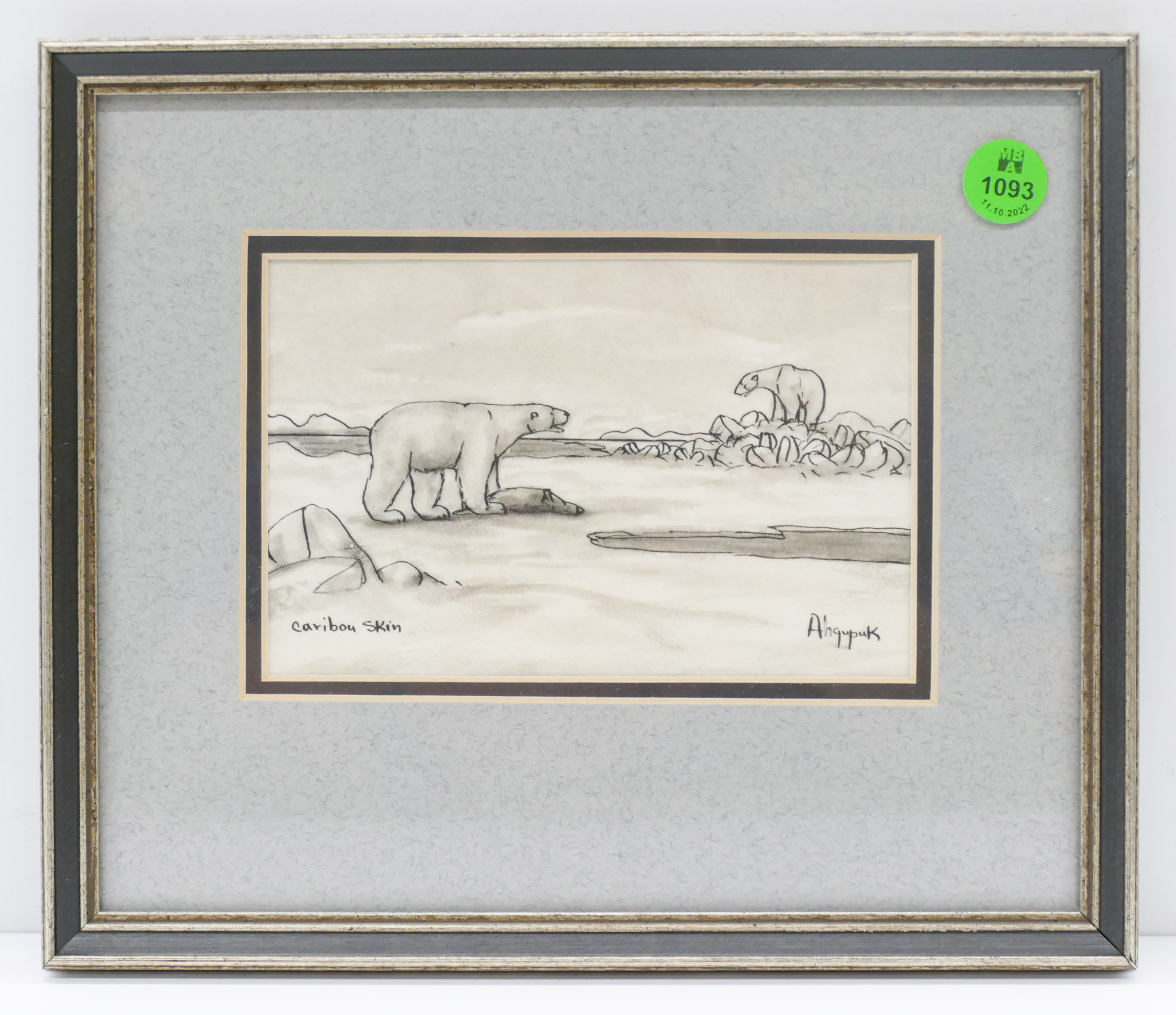 George Ahgupuk Polar Bears Ink on