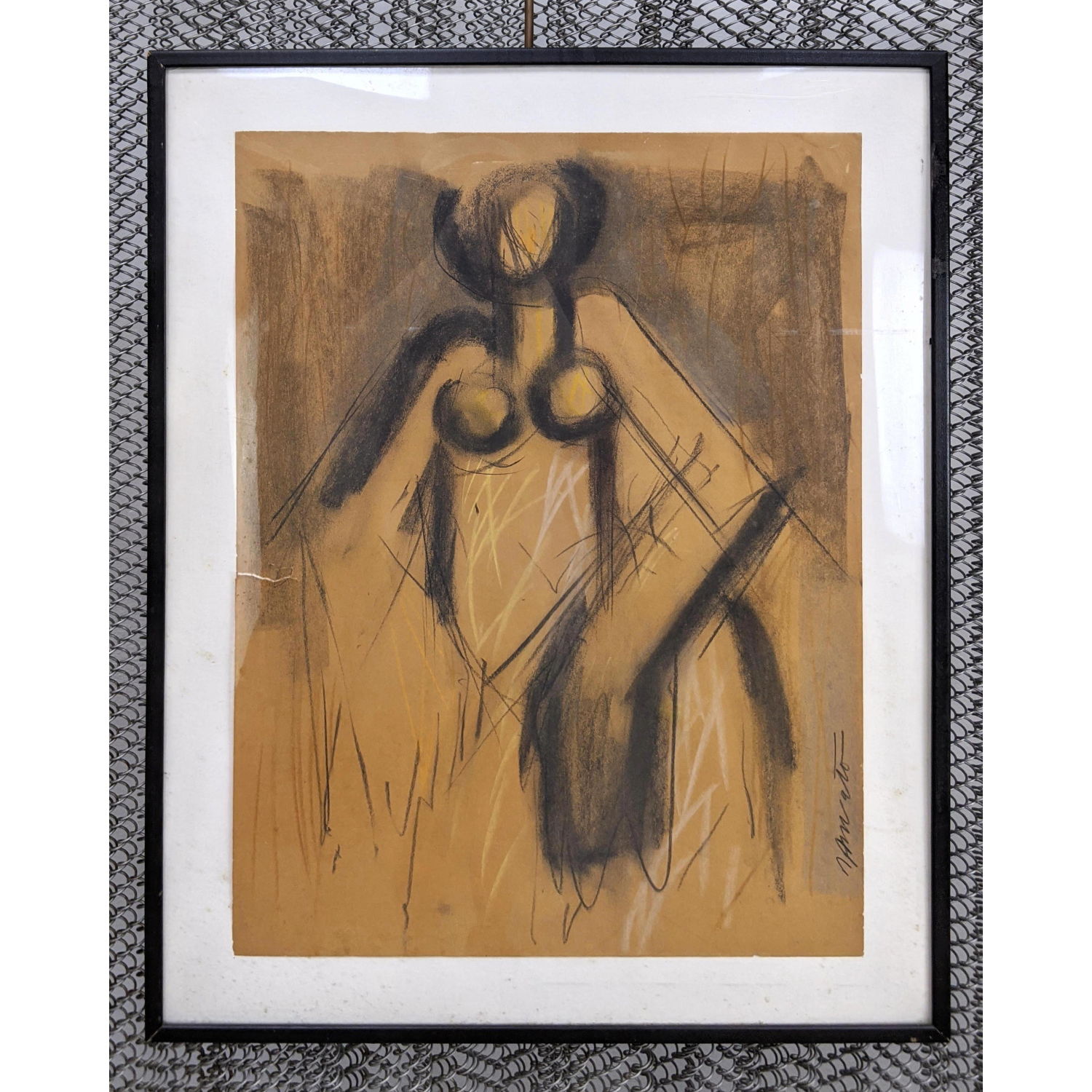 GEORGE D'AMATO Signed. Charcoal