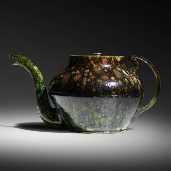 George E. Ohr. Large teapot.