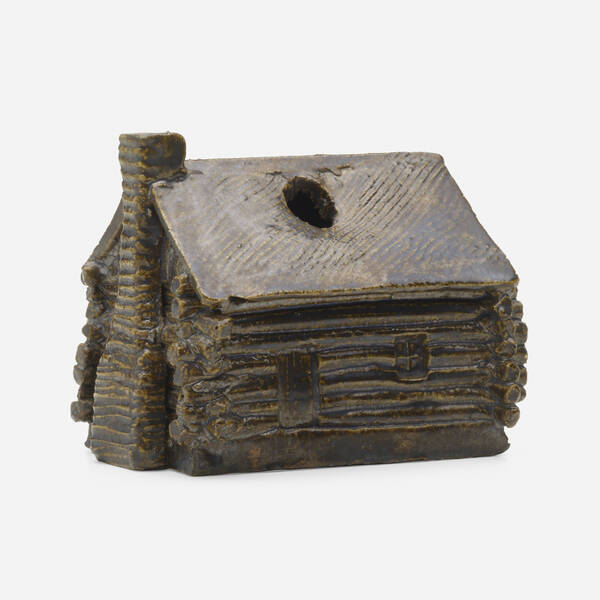 George E. Ohr. Log cabin inkwell.