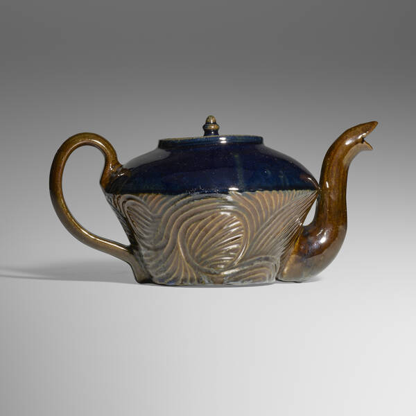 George E. Ohr. Rare Cadogan teapot.