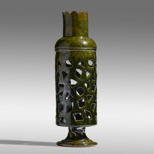 George E. Ohr. Tall vase with