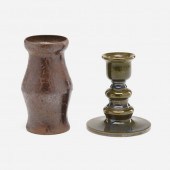 George E. Ohr. Vase and candle