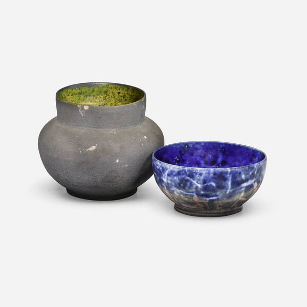 George E. Ohr. Vase and bowl.