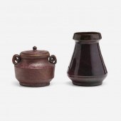 George E. Ohr. Vase and covere