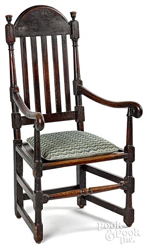 GEORGE I OAK BANISTERBACK ARMCHAIR,