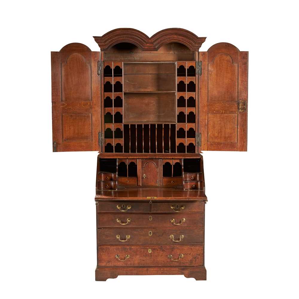 GEORGE I OAK DOUBLE DOME BUREAU