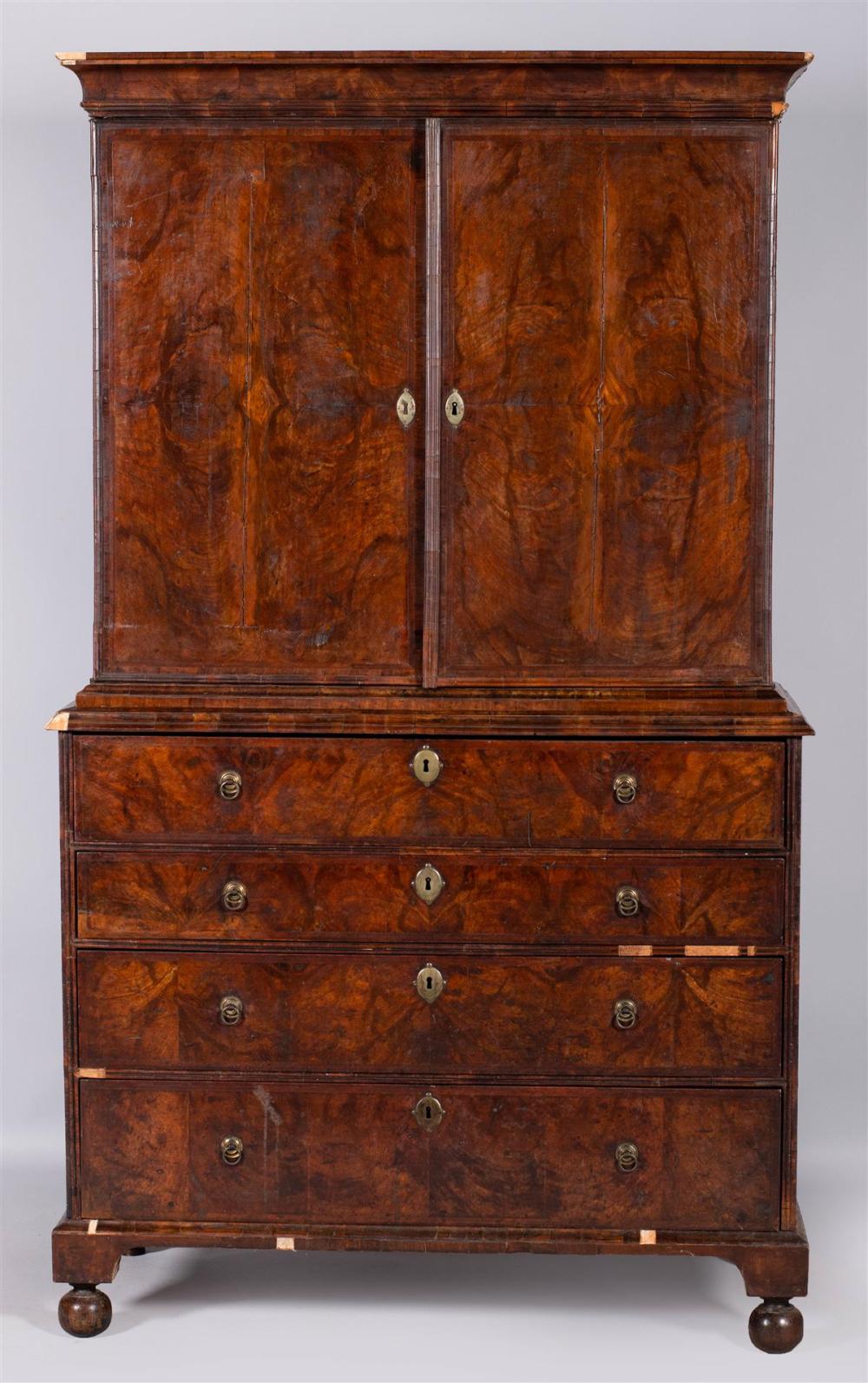 GEORGE I WALNUT CABINET ON CHEST,
