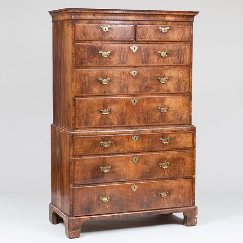 GEORGE I WALNUT CHEST ON CHEST5 ft.