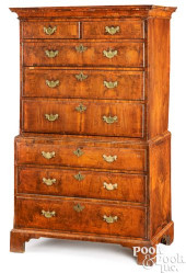 GEORGE II BURL VENEER CHEST ON