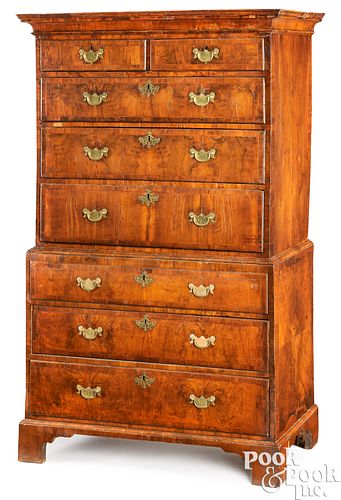 GEORGE II BURL VENEER CHEST ON