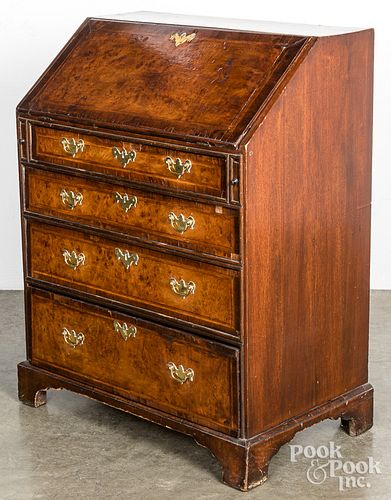 GEORGE II BURL VENEER SLANT FRONT