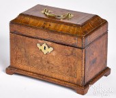 GEORGE II BURL VENEER TEA CADD