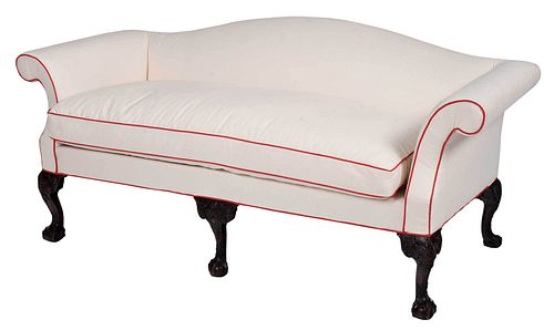 GEORGE II CAMELBACK CARVED MAHOGANY