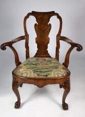 GEORGE II CARVED WALNUT OPEN A