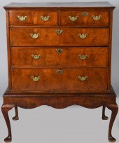 GEORGE II INLAID WALNUT CHEST