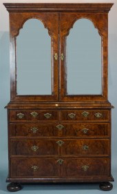 GEORGE II INLAID WALNUT SECRET