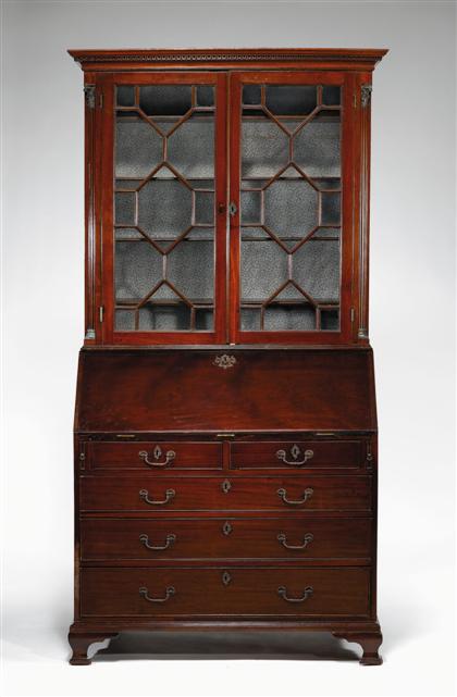 George II mahogany bureau bookcase