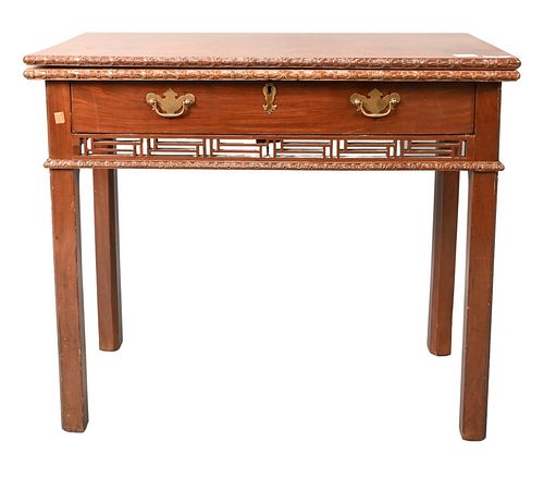 GEORGE II MAHOGANY GAMES TABLE,