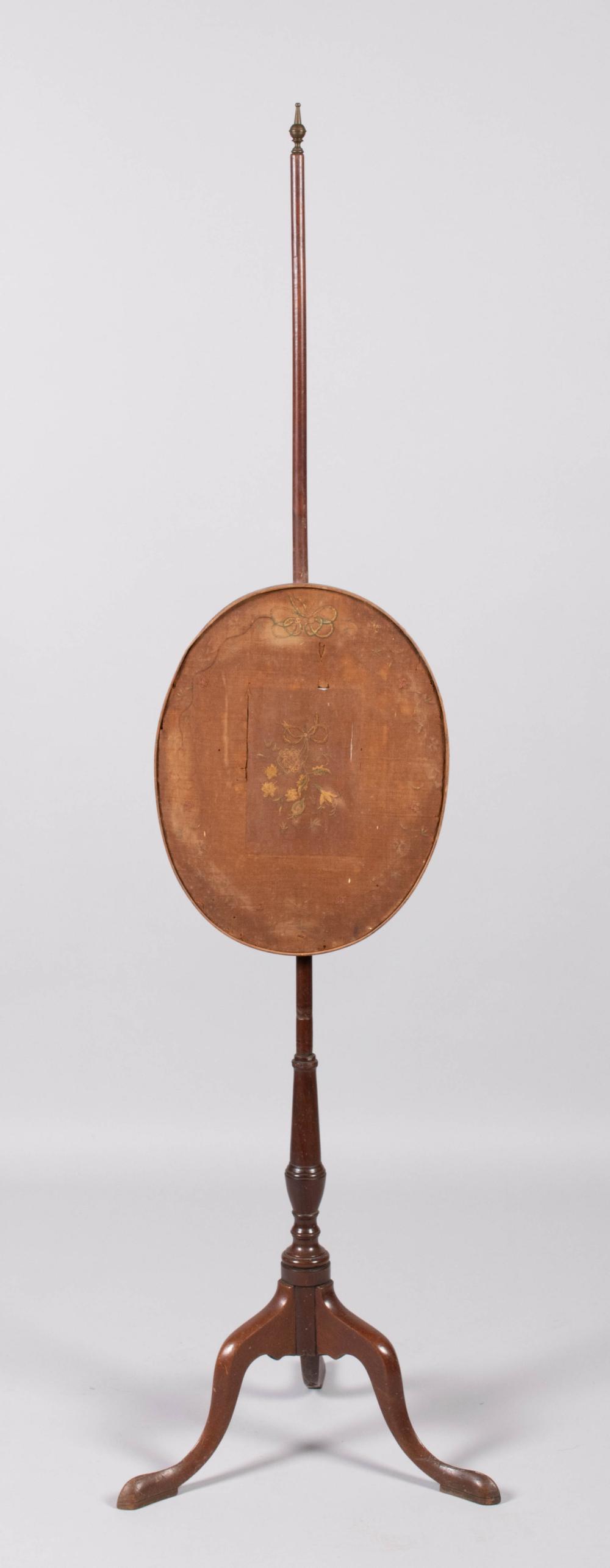 GEORGE II MAHOGANY POLE SCREEN,