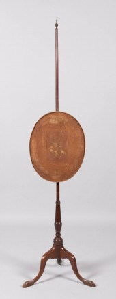 GEORGE II MAHOGANY POLE SCREEN