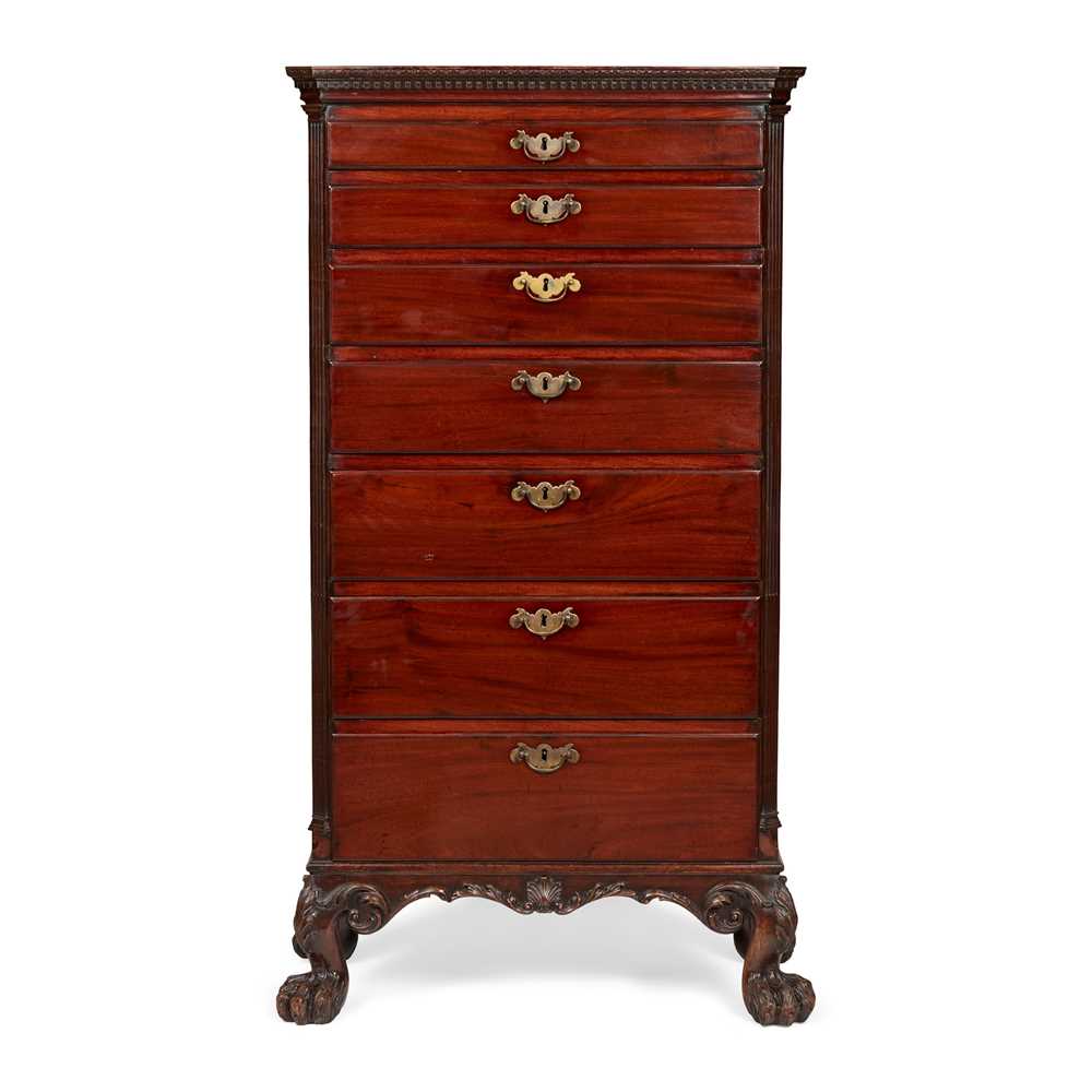GEORGE II MAHOGANY TALL CHEST OF