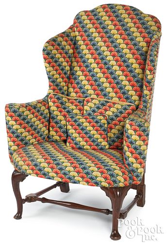 GEORGE II MAHOGANY WING CHAIR,