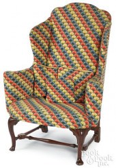 GEORGE II MAHOGANY WING CHAIR,
