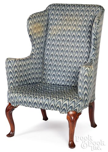 GEORGE II MAHOGANY WING CHAIR,