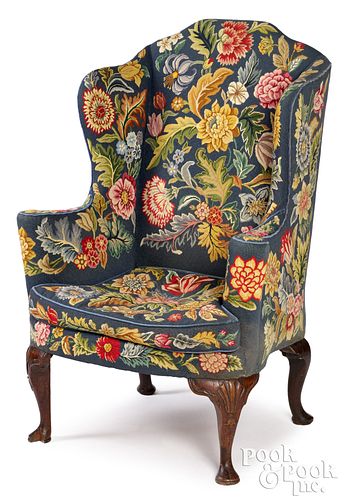 GEORGE II MAHOGANY WING CHAIR,
