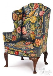 GEORGE II MAHOGANY WING CHAIR,