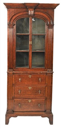 GEORGE II OAK SECRETAIRE IN TWO