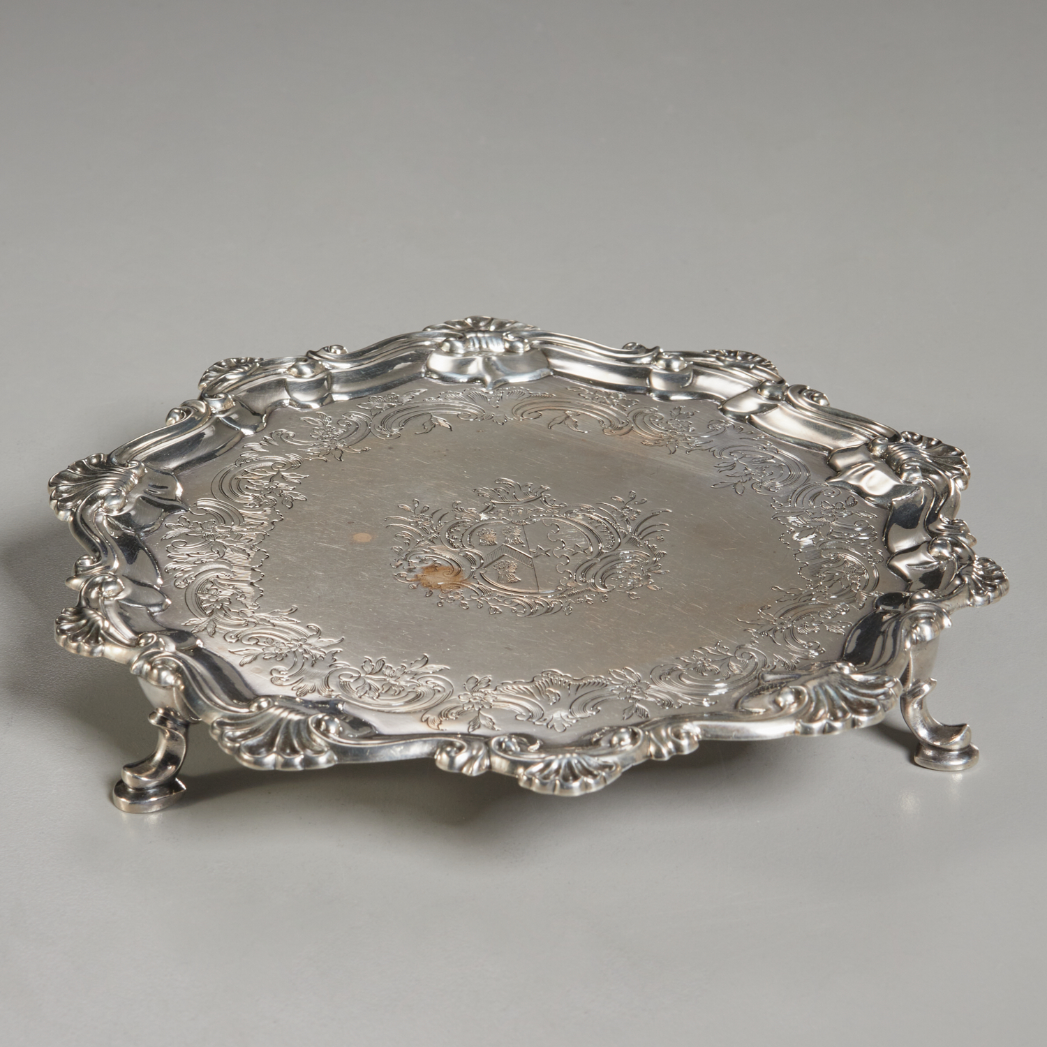 GEORGE II SILVER SALVER, JAMES