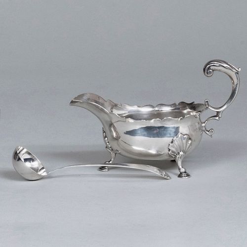 GEORGE II SILVER SAUCE BOAT AND A