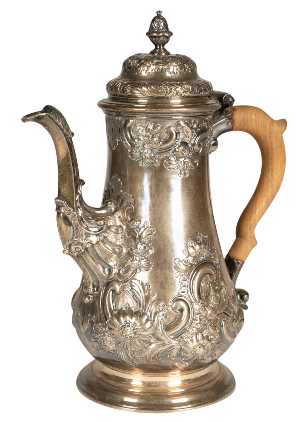 GEORGE II STERLING COFFEE POTGeorge