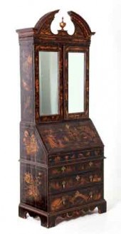 George II style Japanned secre