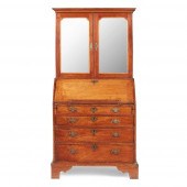GEORGE II WALNUT BUREAU BOOKCA
