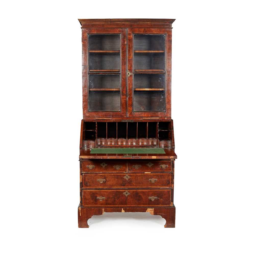 GEORGE II WALNUT BUREAU BOOKCASE